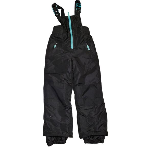 Champion C9 Water Resistant Black/Teal Snowbib Snow Ski Overall Girls S 6-6x EUC - Picture 1 of 8